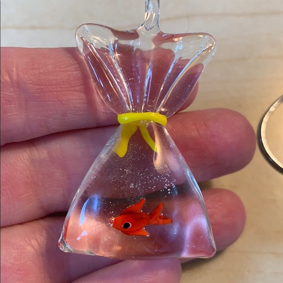 Hand Blown Fish in a Bag Necklace - Picture 6 of 7